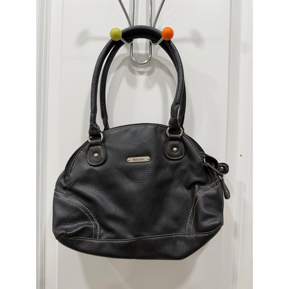 KOLTOV Black‎ Faux Leather Satchel Handbag Shoulder Bag Purse